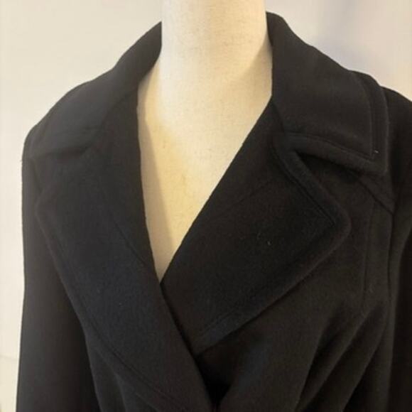 Ellen Tracy Wool Blend Wrap Coat Size 8 Black Belted Long Winter Jacket - Picture 5 of 12
